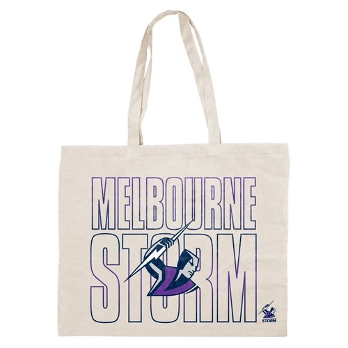 NRL Canvas Tote Bag - Melbourne Storm - Re-Useable Carry Bag - Picture 2 of 2