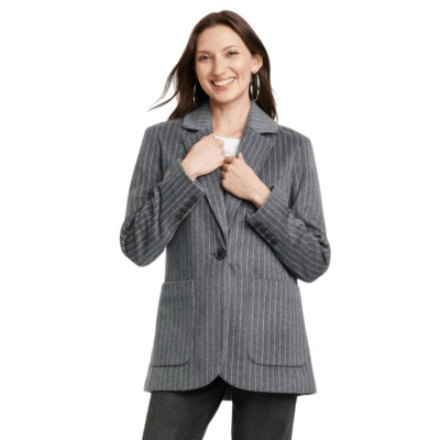 NWT Universal Thread Womens Relaxed Fit Blazer Gray Striped L