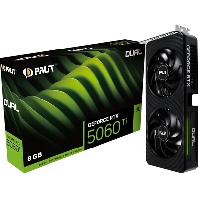 Palit RTX5060 Ti DUAL, PCIe5, 8GB DDR7, HDMI, 3 DP, 2572MHz Takt, RGB Beleuchtung