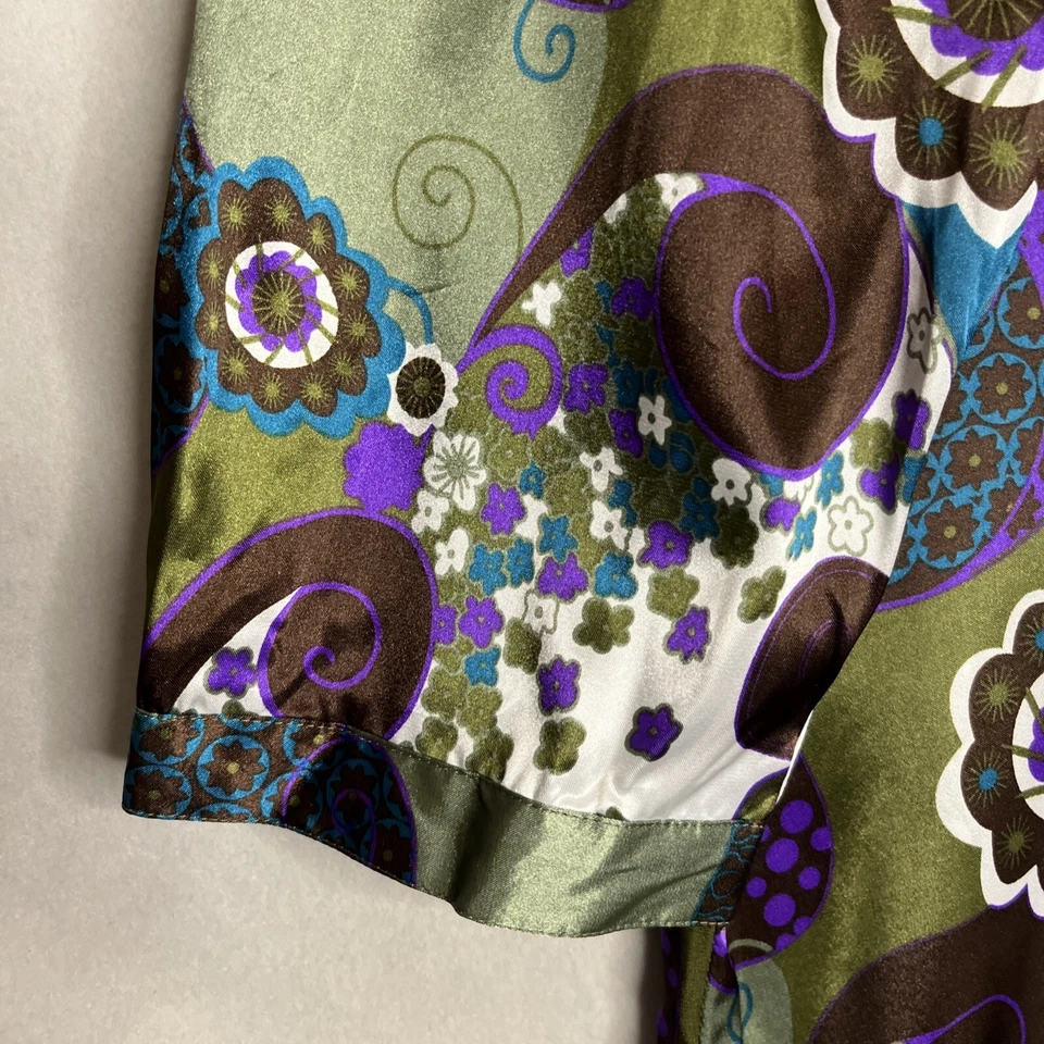 Blusa LA REDOUTE Cintura Cachemira Cuello Sedoso Lazo Verde Marrón Talla Grande 22W Foto 4 de 4