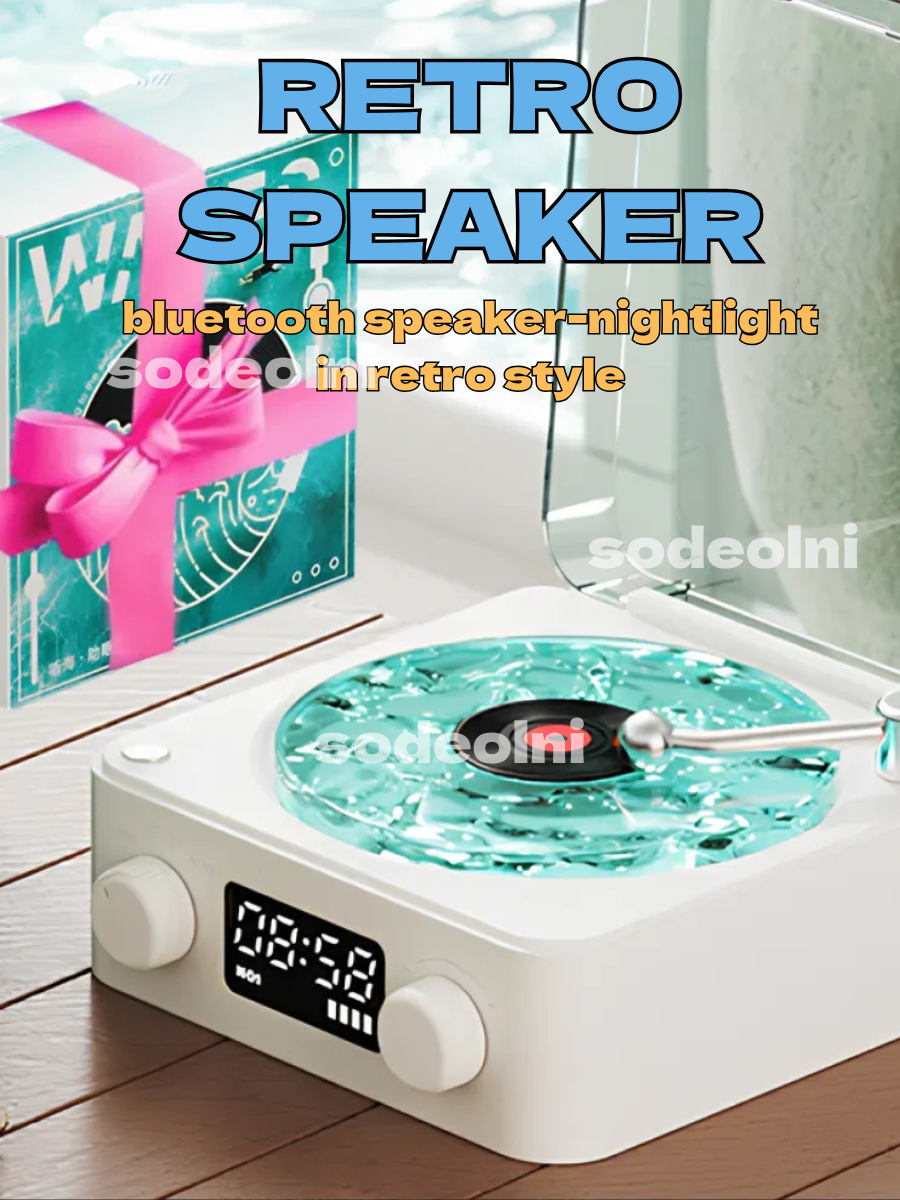 Retro Vinyl Record Player Style Bluetooth Speaker, Classic Design
