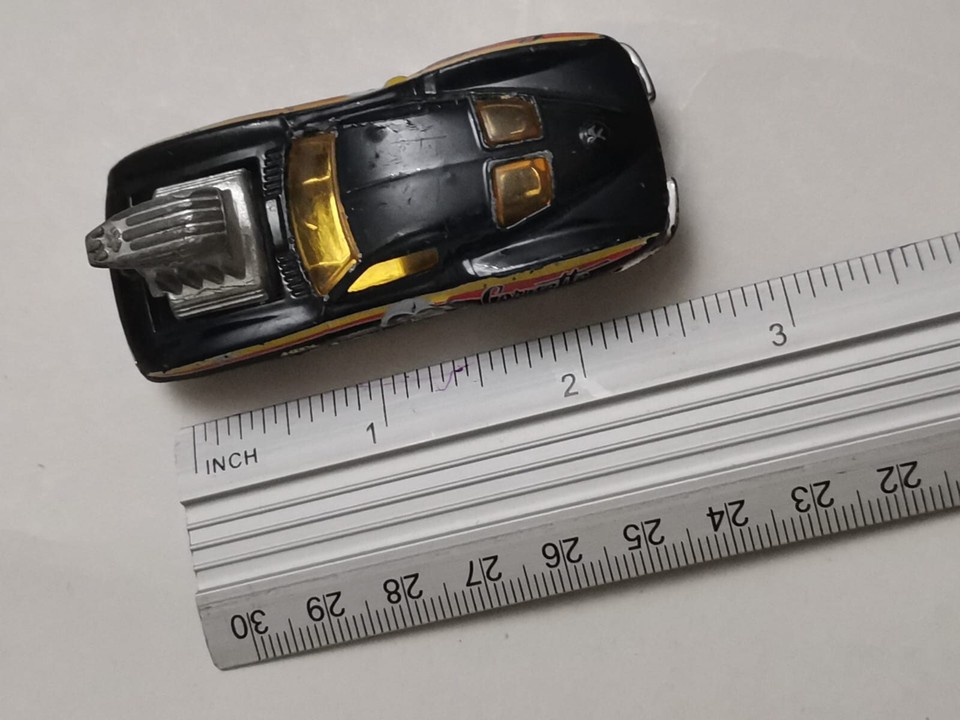 Rare Hot Wheels Car Corvette 1963 TM GM Color Black Mattel.Inc Made in