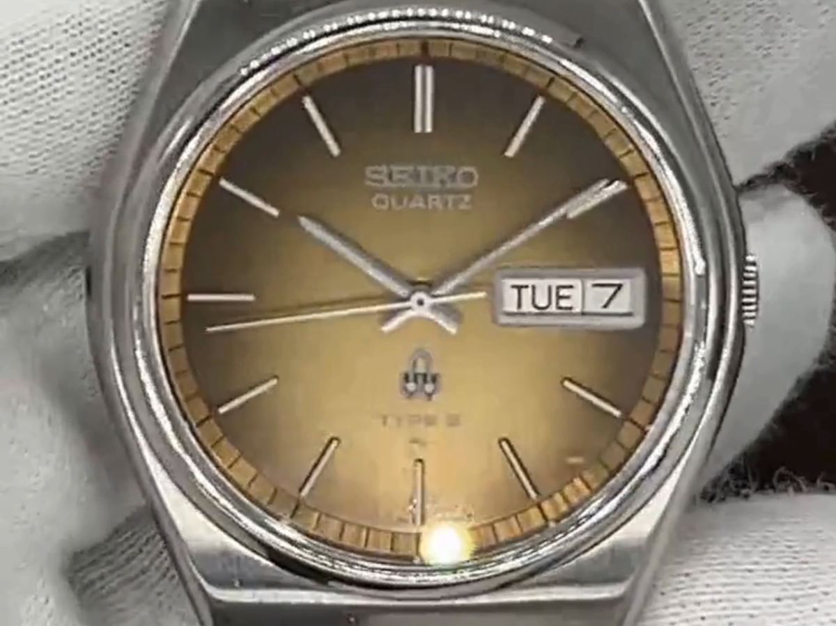 Seiko Type II 7123-8010 Quartz Brown Gradient Dial Day-Date SS