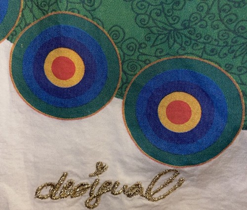 Desiguel Shirt White Button Front Mandala Print Roll Tab Sleeves Lace Trim XL - Picture 7 of 9