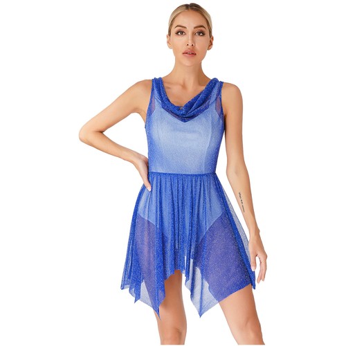 DE Damen Ballettkleid Ärmellos Ballettanzug Tanzkleid mit Ballettrock Tüllkleid - Picture 12 of 54