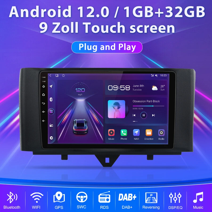 For Smart Fortwo 451 2010-2015 Carplay Android13 Car Radio Stereo GPS SAT NAV BT - Image 2 of 4