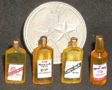 Whiskey Mixed, Set of 4 1:12 Alcohol Bar Western Dollhouse Mini #FA40313