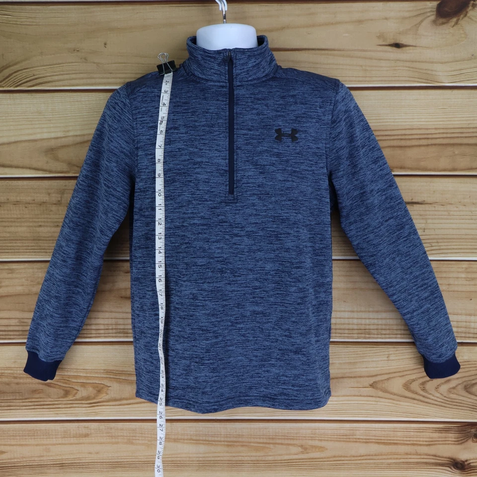 Under Armour Coldgear 1/4 拉链夹克宽松男式 S 码深蓝色希瑟 — 第 3/4 张图片