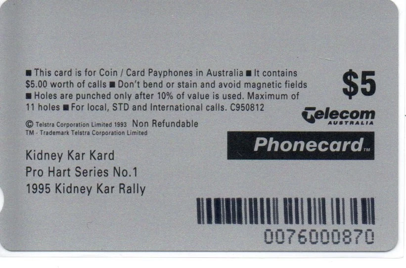Telecom $5 Mint Phonecard-Australian Kidney Foundation-Pro Hart Series No 1