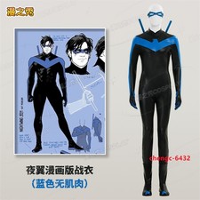 Nightwing Dick Grayson Robin Cosplay Costume Men Jumpsuit Halloween NO Muscle