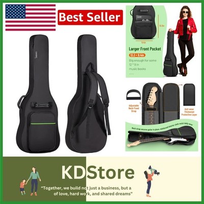 Travel-Ready Electric Guitar Bag with Dual Straps and Ample Storage - Green Line