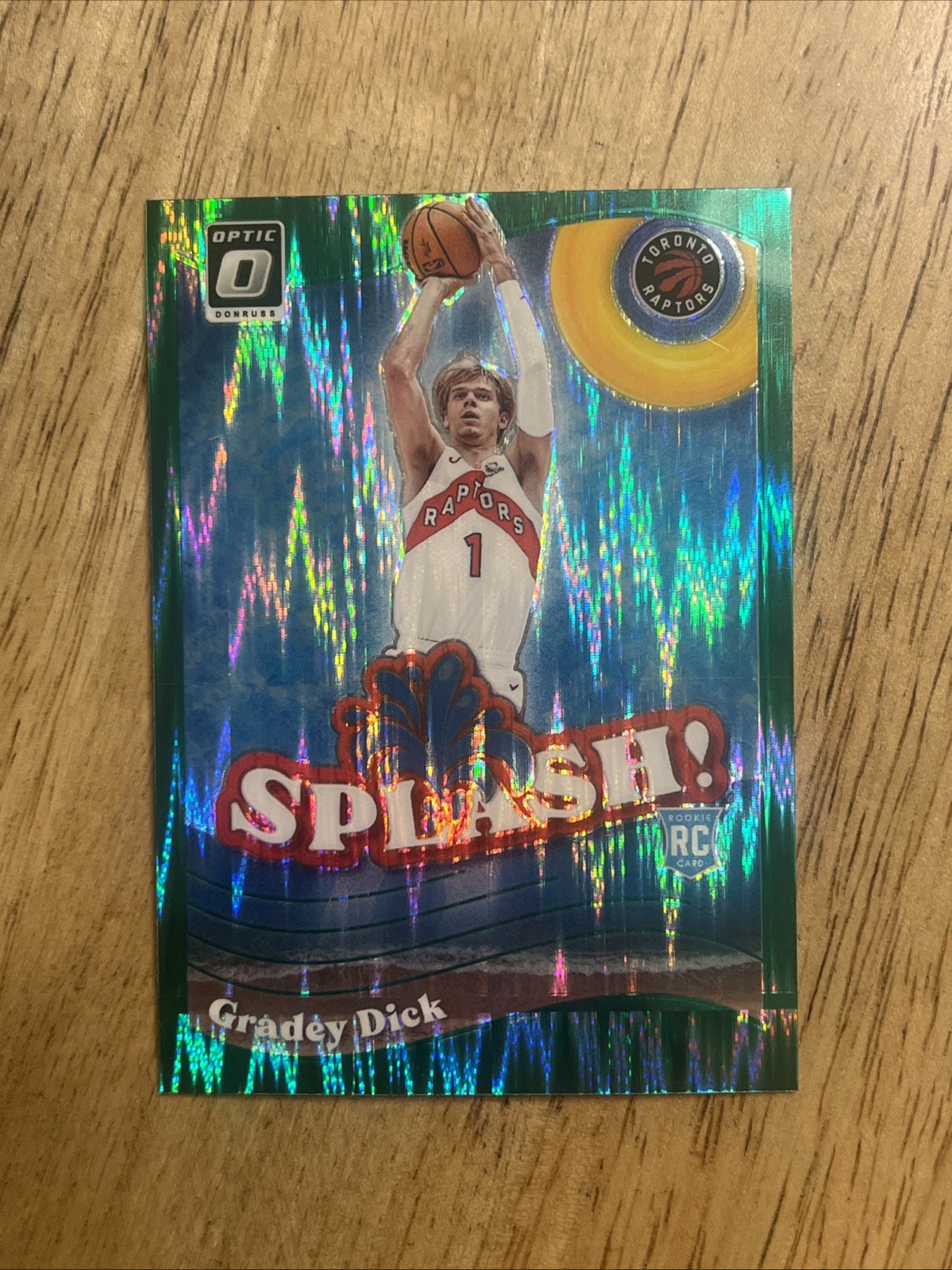 Gradey Dick 2023-24 Donruss Optic Splash! Green Shock Prizm #9 Rookie Raptors