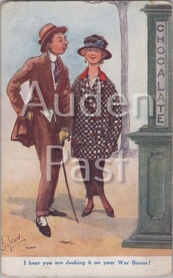 Vintage Gilson ''Kriegsbonus'' Humor Postkarte E.P.C. Ludgate Serie 506