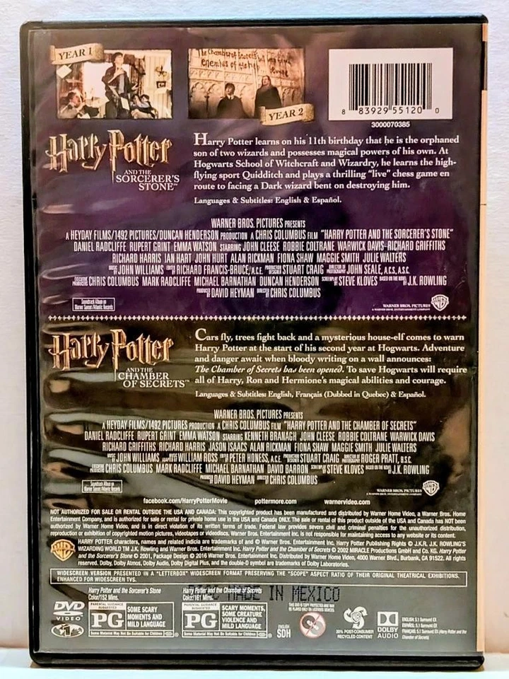 HARRY POTTER 2-FILM COLLECTION YEARS 1 & 2 DVD MOVIE *BUY 2 GET 1 FREE* - Image 2 of 2