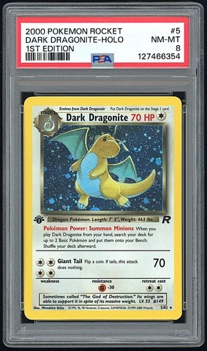 DARK DRAGONITE 2000 Pokemon Team Rocket 1st Edition Holo #5 - PSA 8 -354