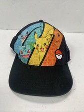 Pokemon Pikachu Cap Charmander Bulbasaur Squirtle Youth OSFM Snapback Hat USED