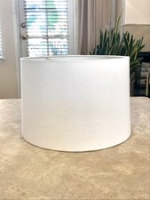 White Drum Lampshade Linen 14-inch DIA x 10-inch H Brass Hardware
