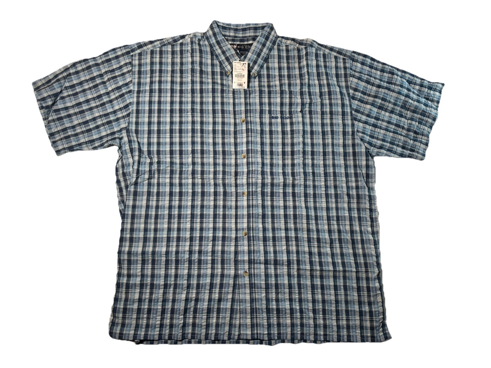 NWT Big Dogs VTG Shirt Men’s XL 100% Cotton Button Up Short Sleeve Plaid Logo