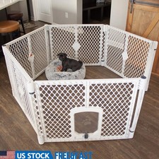 Portable Pet Containment Yard W/ Swinging Door Freestanding Indoor Outdoor Use