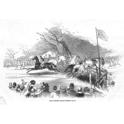 LIVERPOOL The Grand Steeple Chase - Antiker Druck 1844