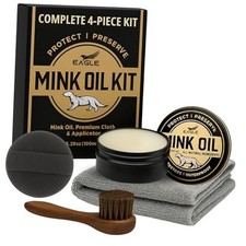 4-in-1 Mink Oil Leather Conditioner Kit   3.52oz Waterproof Paste with