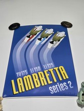 Vtg Vespa Lambretta Art Deco Dealership Advertising Poster, Reid, Signed L.E. #3