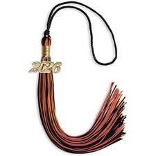 Endea Graduation Black/Orange Mixed Color Tassel With Gold Date Drop