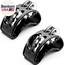 2 Pack Foot Tambourine Percussion, Black Foot Shaker Instrument with Metal Jingl