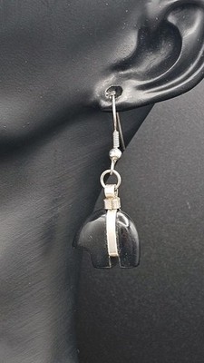 Sterling Silver Black Onyx Bear Fetish Dangle Earrings Native Style Southwestern
