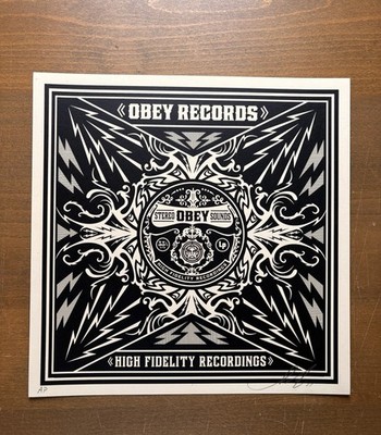 Shepard Fairey OBEY RECORDS Signed Numbered Screen Print AP RARE