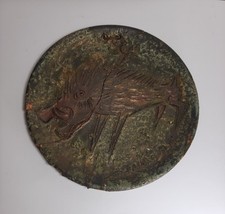 Antico Piatto Vintage Ceramica Sarda CLAUDIO PULLI Porceddu cm 26 Rottura