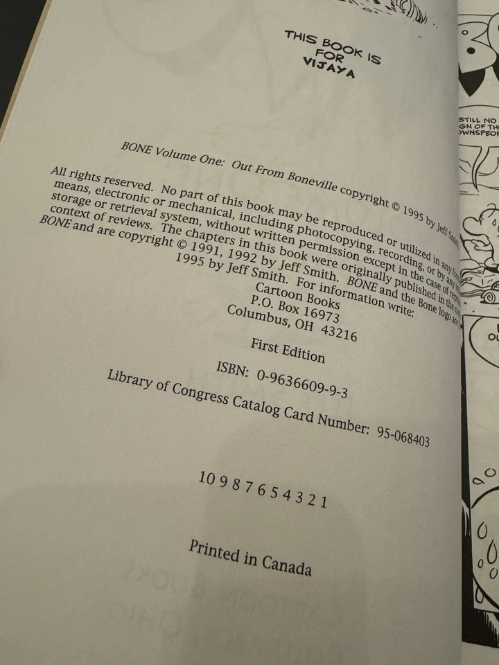 Bone Vol 1 - Primera Edición Firmada HC - Firmado con Pequeño Doodle Jeff Smith Foto 4 de 4