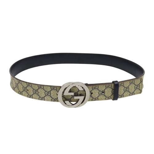 Used Gucci Interlocking G Buckle GG Supreme Belt 100/40 114984 Unisex Used