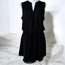 Gap Women’s Black Sleeveless V-Neck Drawstring Waist Dress Size L 