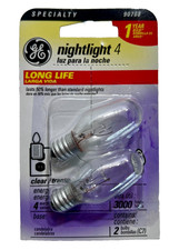 GE 4W Long Life Nightlight 2 Bulbs C7 Clear E12 Candelabra Base Model 90708