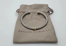 David Yurman 4mm Cable Sterling Silver and 18k Yellow Gold X Station Bracelet