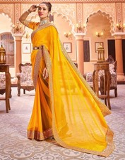 Women's Bandhani Printed Embroidery Georgette Saree with Unstitched Blouse Piece