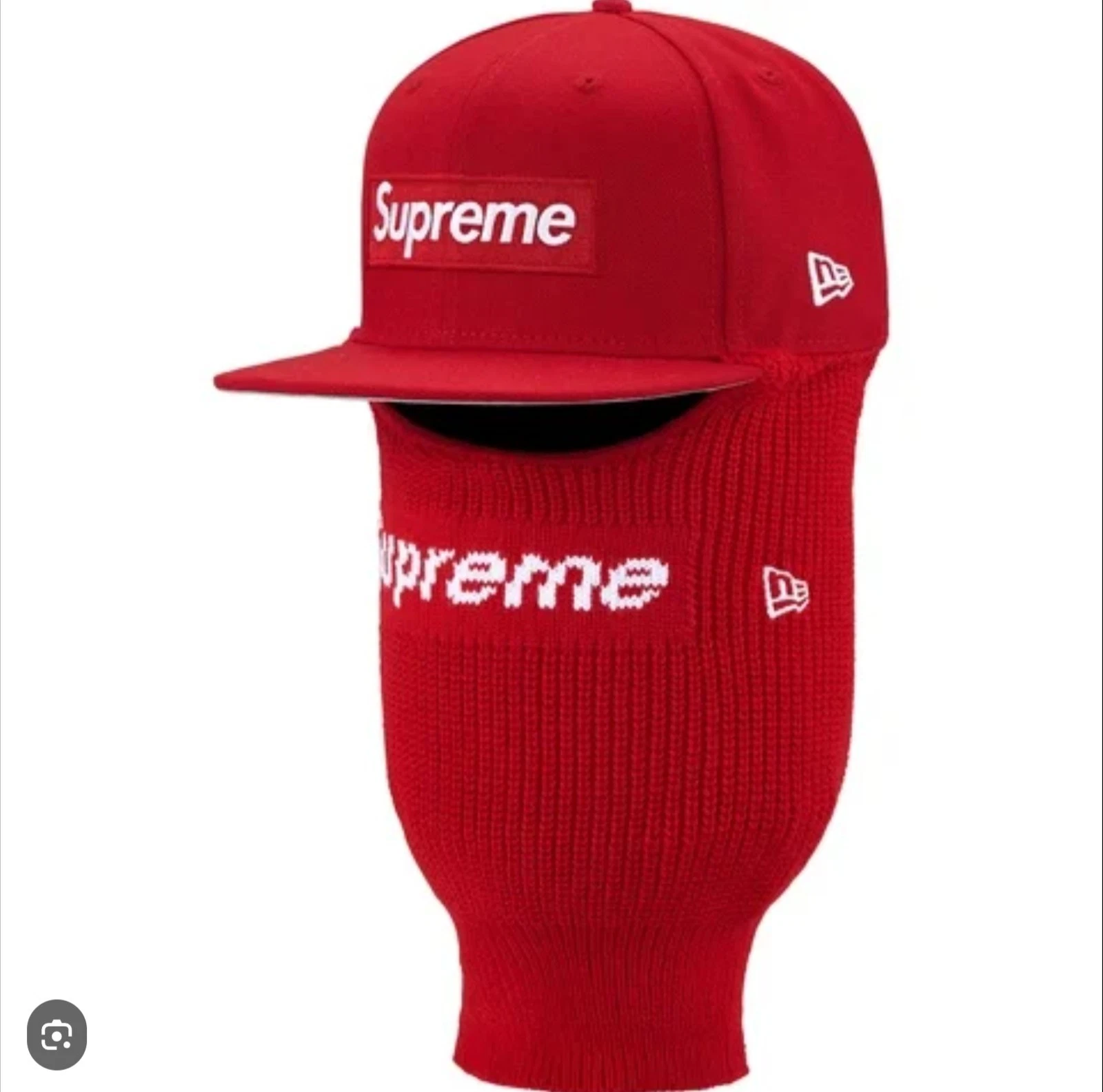 Supreme New Era Box Logo 59Fifty Balaclava Cap Red size 7 5/8