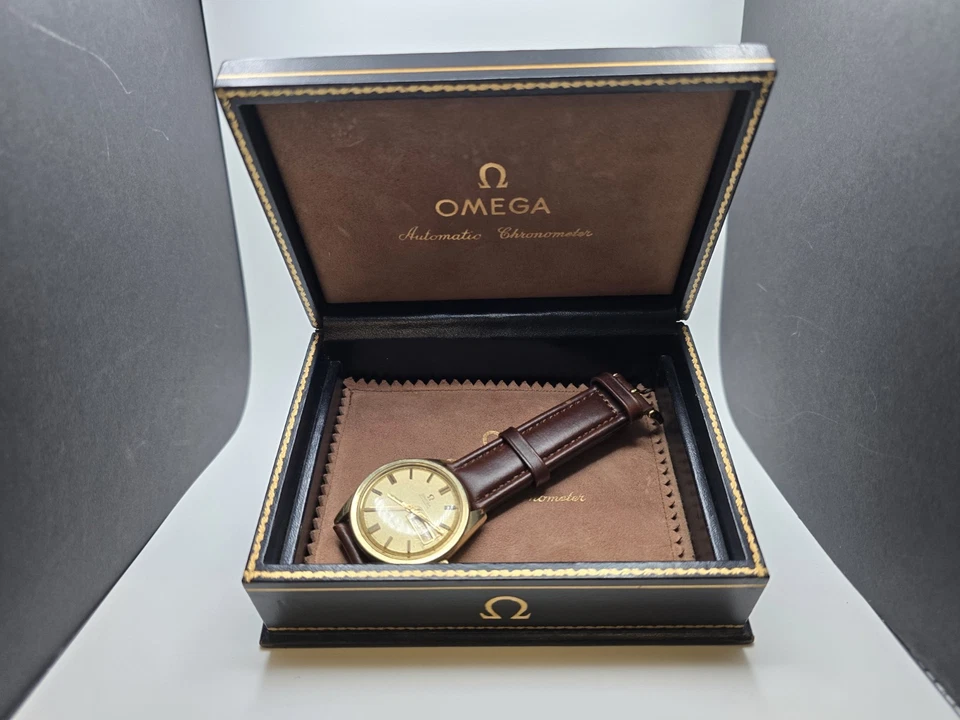 Vintage 1970s OMEGA Seamaster 14K Gold Filled Leather Band with OMEGA Box - image 3 of 4