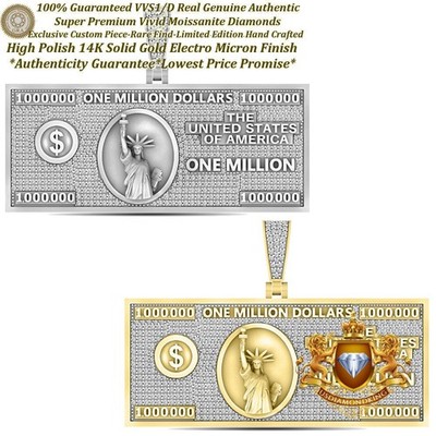 VVS1/D 4.25 Ctw. Natural Moissanite One Million Dollar Bill Money Charm Pendant
