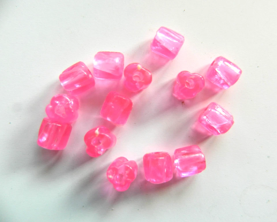 Glass Beads, Pink, Faceted Tubes 7mm x 6.5mm Approx, Bag Of 14 Beads - Image 1 of 1