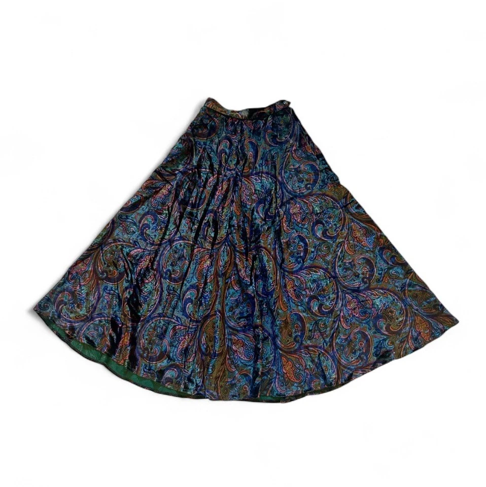 Falda Ralph Lauren Etiqueta Púrpura 10 Maxi Joya Tono Paisley BOLSILLO Campo Foto 2 de 4