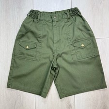 BSA Boy Youth 16 Scouts Official Uniform Shorts Green Cargo Elastic Waist