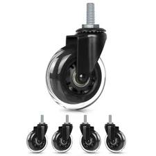 Hirate 5 Pack Office Chair Casters Wheel with 5/16"-18UNC Threaded Stem, 3" S...