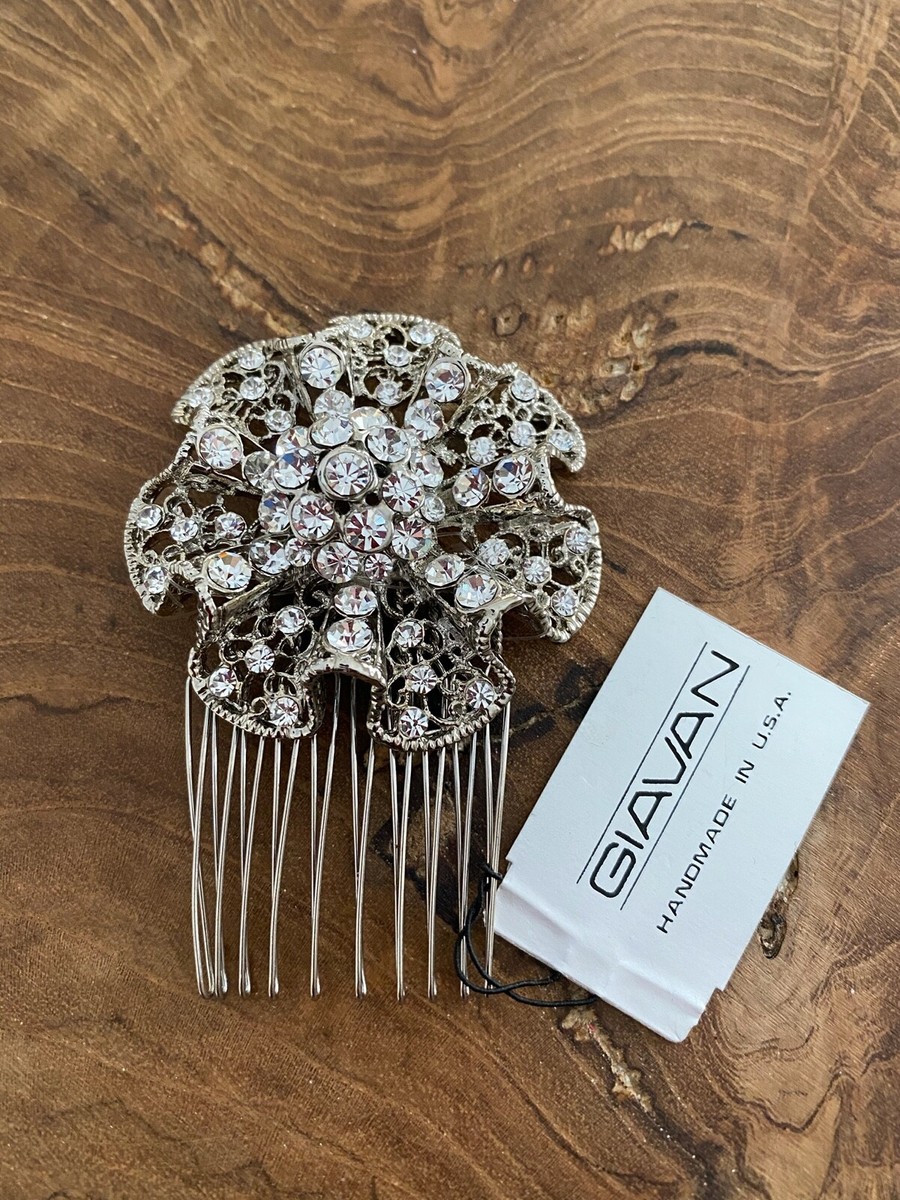 Giavan hair comb Feather Haircomb with Scattered Pearl & Crystal – Giavan main image 2
