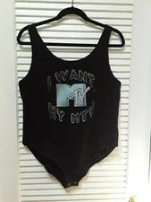 American Eagle Outfitters I Want My MTV Bodysuit Black Medium NWOT