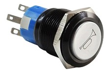 3/4" Car Truck Horn Stainless Steel Push Button Switch w/ Red LED Light 19mm 12V
