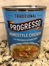 4 CANS Progresso Traditional Homestyle Chicken w Vegetables Pearl Pasta Soup 19