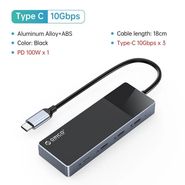 ORICO USB C Hub Type C to USB Hub Adapter Splitter USB 3.2 Gen 2 w/ 4 USB Ports
