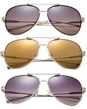 3 Pack Metal Rim Classic Pilot Sunglasses for Men for Women UV400 Lens